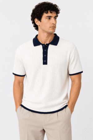 Dynamic Textured Polo Knit