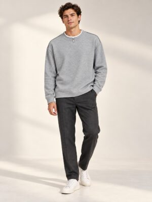 Dynamic Layered-Collar Quarter-Zip Sweatshirt