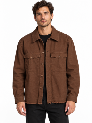 VAMOUS Frayed Hem Overshirt