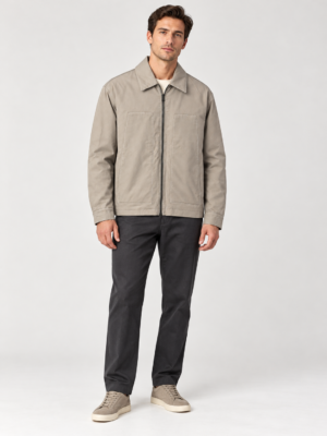 VAMOUS Contrast Stitch Zip Jacket
