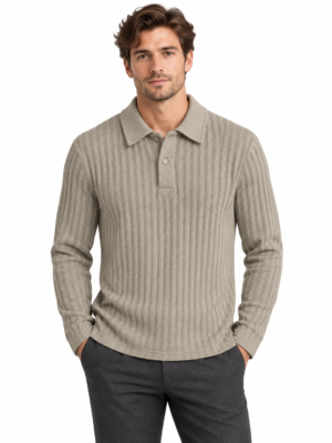 VAMOUS Textured Rib Knit Polo