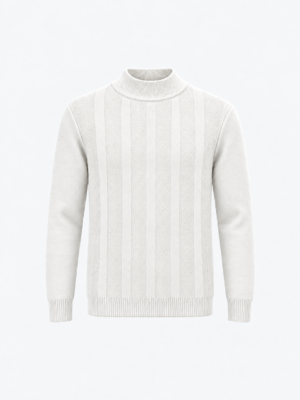 Dynamic Herringbone Mock Neck Knit