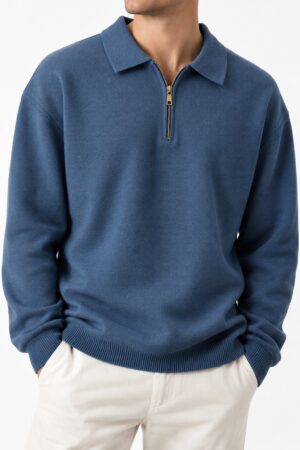 Dynamic Quarter-Zip Knit Polo Sweater โ Big Size