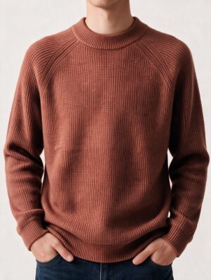 Dynamic Raglan Ribbed Crewneck Knit Sweater